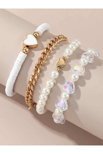 Take Two By Styli Pack of 4 - Beaded Heart Bracelet