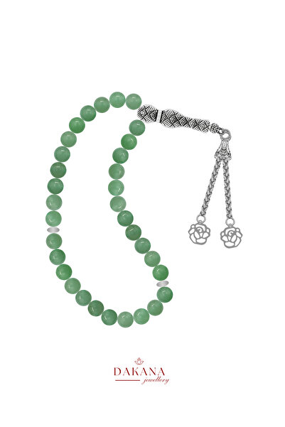 DAKANA JEWELLERY سبحة من حجر الأفينتورين المعتمد بقطر 8 مم على شكل زهرة اللوت...