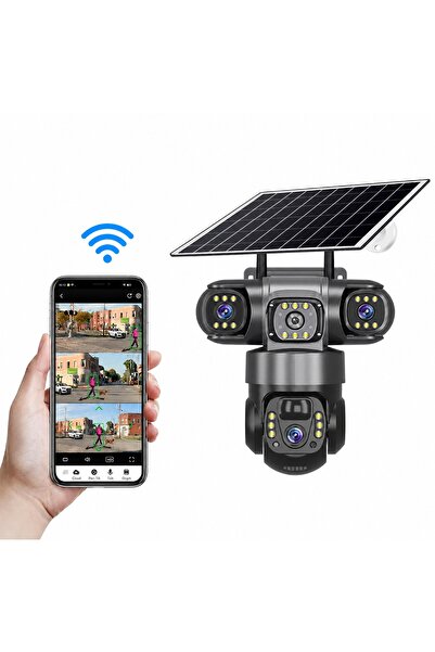 V380 Pro 12MP Solar Surveillance Camera, 3 Lenses, 355° Rotation, WiFi, Night...