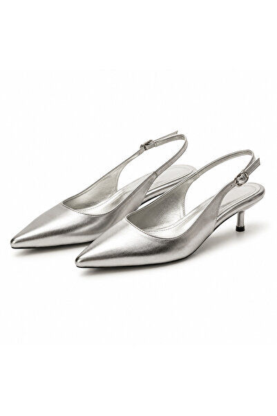 PATRON SHOES Genuine Leather 4 cm Heeled Pointed Toe Women's Shoes with Adjus...