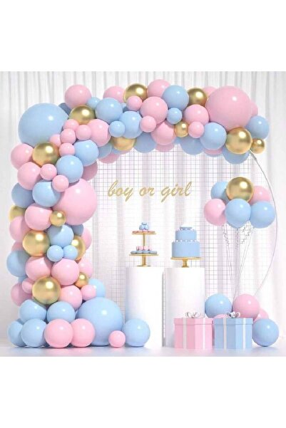 The Hub Set Arcadă Baloane Baby Shower, 106 Piese Latex, Roz, Albastru și Aur...