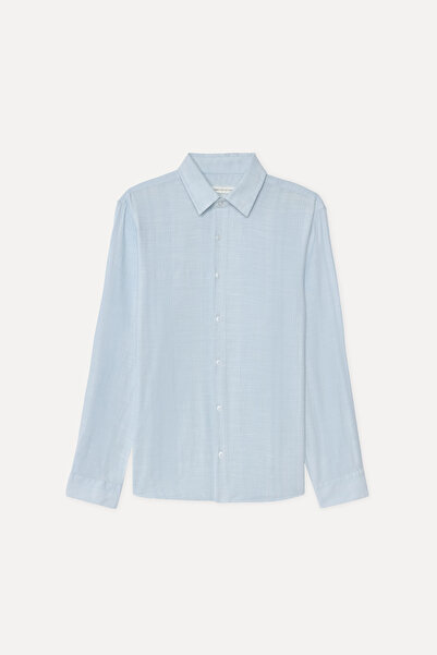 Mudo Men's Blue Dobby Regular Fit Long Sleeve Shirt