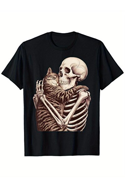 yiou trendy clothing تي شيرت لطيف بتصميم جمجمة قطط على الطراز القوطي للرجال و...