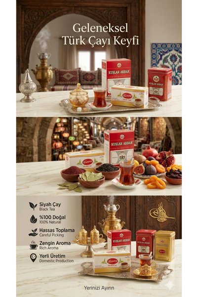 Kuşlar Akbar Imported Bulk Tea 400 Gr + Tanay Sallama Pack of 25 (Gift)