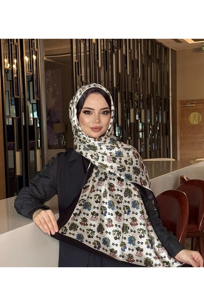 tomrisboutique Luxury Voile Silk Shawl Hijab Foulard Scarf Shawl Flower Patte...