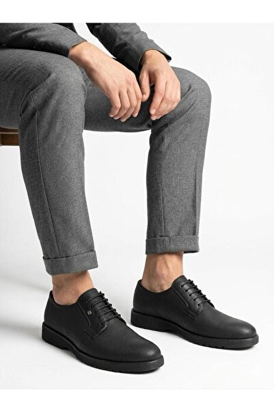 Fosco Men's Black Nubuck Genuine Leather Eva Sole Laced Classic Shoes