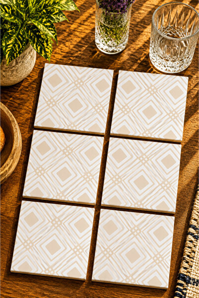 JHAAR Abstract - Bohemian - Geometric Themed Modern Set of 6 Coasters - Uv Pr...