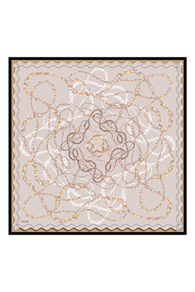 Aker Beige 90X90 Silk Cotton Scarf