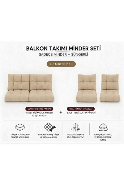 Modern Style Home 2-1-1 Fermuarlı Balkon Minderi-Leke Tutmaz - İçidolu Minder