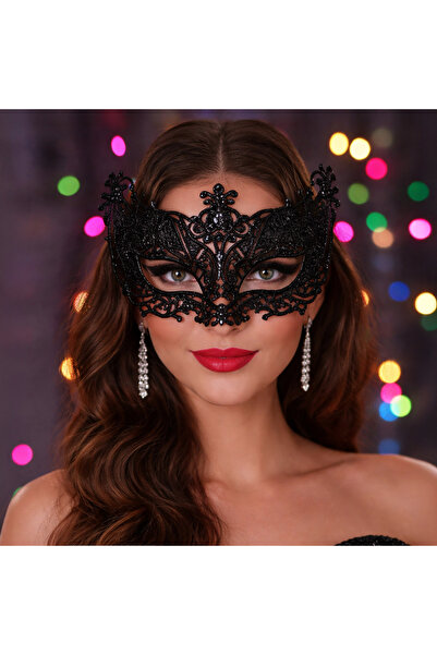 Zumzeria Masca de deghizare neagră cu sclipici pentru femei