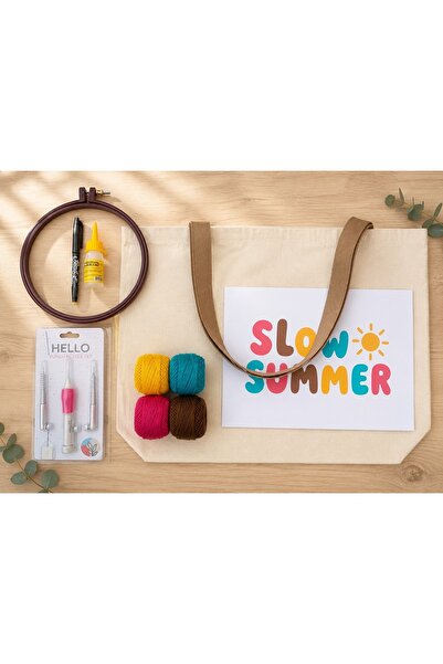 fabricorg Ham Bez Çantalı Punch Nakışı Hobi Kiti ( SLOW SUMMER )