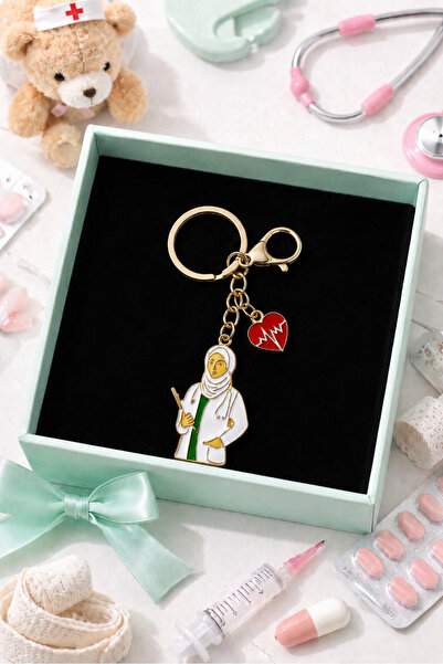 PULİNİN DÜKKANI Nurse Keychain – Gold Bag Ornament with Doctor Figure – Gift ...