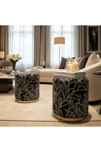 Framgan Obsidia Luxe Puf Silver İşlemeli Premium Designer Seri