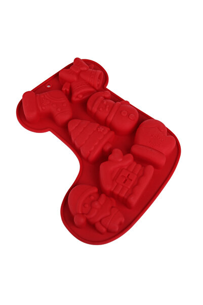 Zumzeria Silicone Baking Mold in the Shape of a Christmas Boot with 7 Differe...