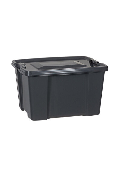 Zumzeria Gray Plastic Storage Box with Lid 12L