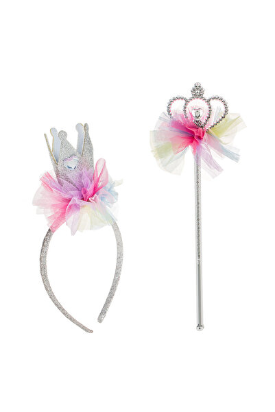 OEM Crown & Wand Set Rainbow Tulle 30cm