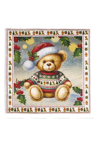 Zumzeria 2-Ply Christmas Bear Pattern Napkins 40x40cm - 20pcs