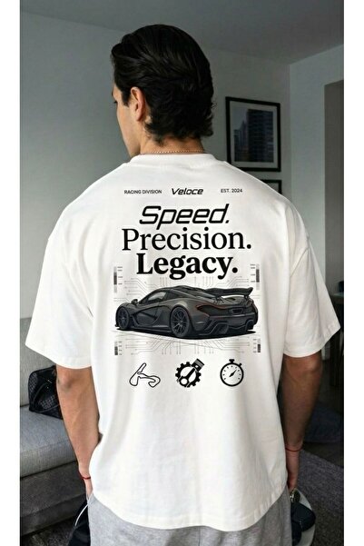 LELVANİ Men's Speed Precision Legacy Sports Car Printed T-Shirt