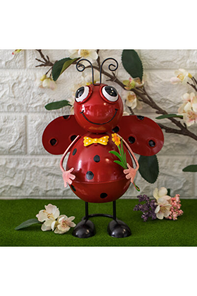 Zumzeria Metallic Garden Decoration Ladybug with Flower & Motion 20x12x30cm