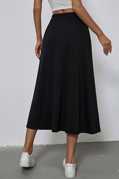 Mood Lab Women's Brown Long Comfortable Skirt Kiloş Viscose Modal