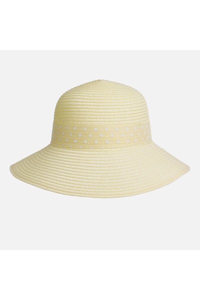 Zumzeria Offwhite Straw Hat with Ribbon for Women