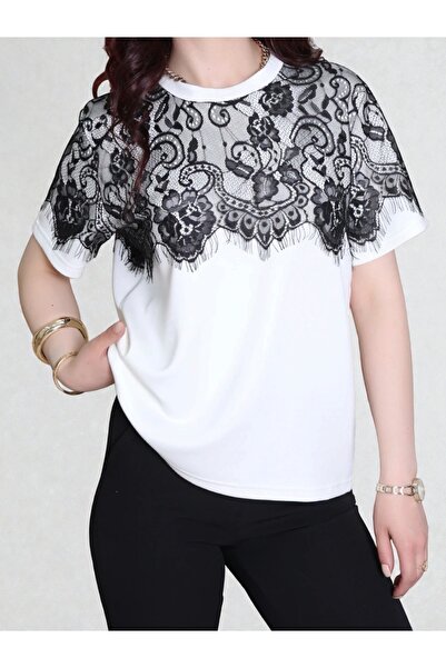 Fleurs Chic Yakası Dantel Detaylı Bluz