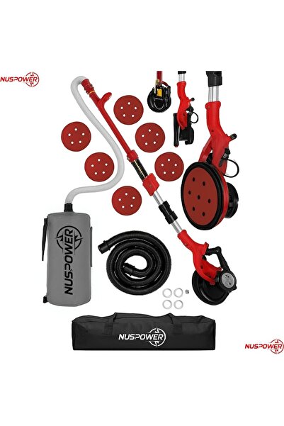 nuspower LED’li Kollu Alçıpan / Duvar Zımpara Makinesi 880W PRO 360° – Toz Em...