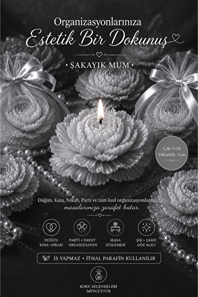 FANTASTİK SANAT ATÖLYESİ Lüks Şakayık Mum Nikah Nişan Kına Parti Masa Süsü | ...