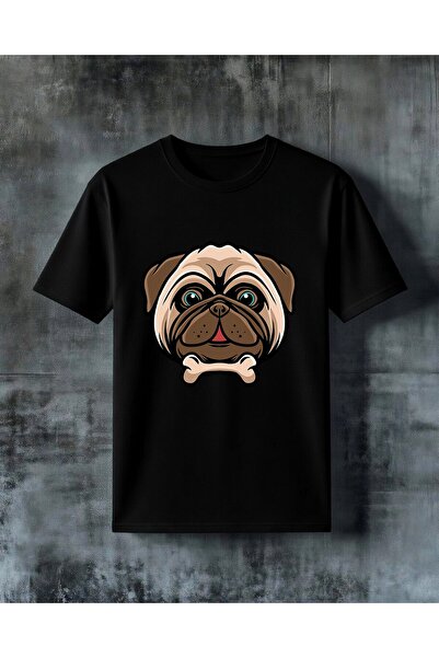 COMVİCHO تي شيرت مطبوع عليه pug kopek dostca yuz مقاس كبير