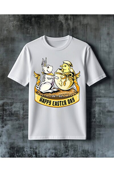 COMVİCHO Happy Easter Tavsan Egg Printed Oversize T-Shirt