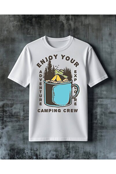 COMVİCHO Enjoy Your Explore Camping Printed Oversize T-Shirt