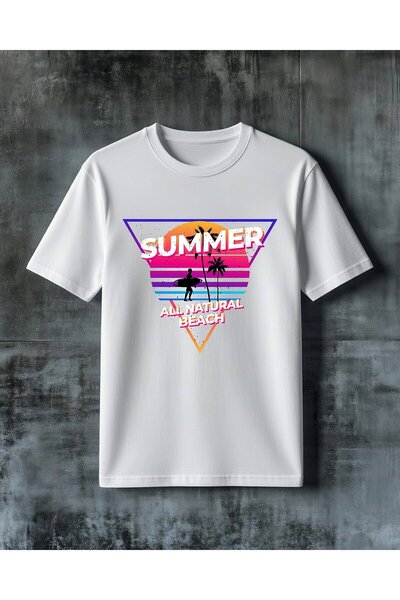 COMVİCHO Summer Beach Printed Oversize T-Shirt