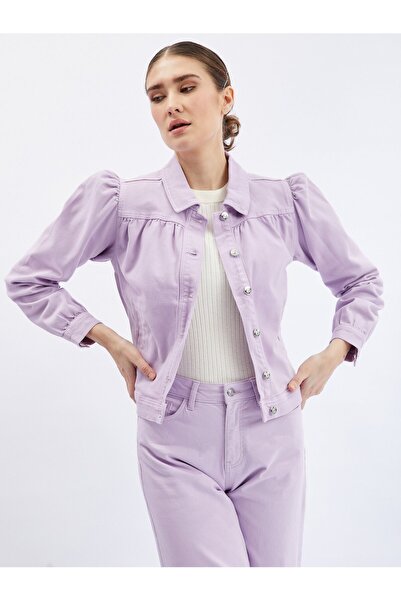 ORSAY Light purple women's denim jacket with puff sleeves