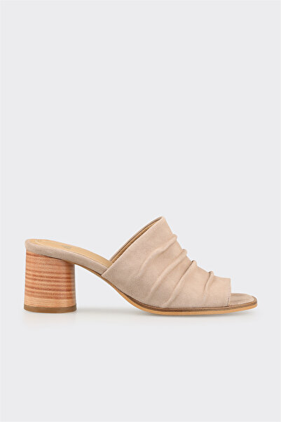 Elle Shoes Bej Deri Kadın Günlük Terlik