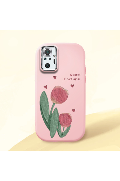 ucuc Redmi Note 10 Pro Uyumlu Darbe Emici Kamera Korumalı pembe Silikon Kılıf