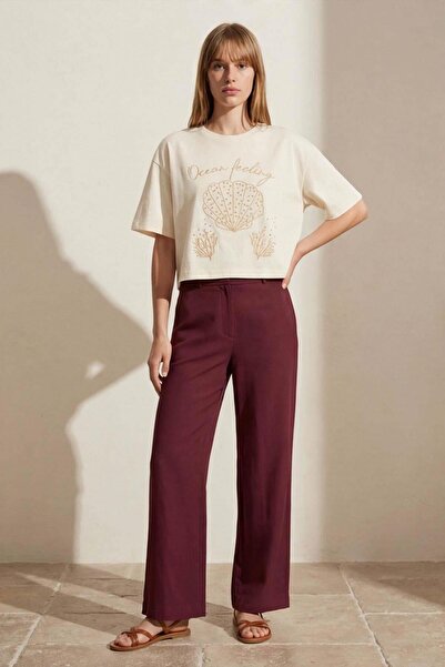 MU&ME BOUTİQUE T-Shirt with Pearl Detail (100% Cotton)