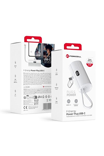 Forcell Powerbank F-ENERGY Power Plug F5K3, 5.000mAh, cu încărcător integrat ...