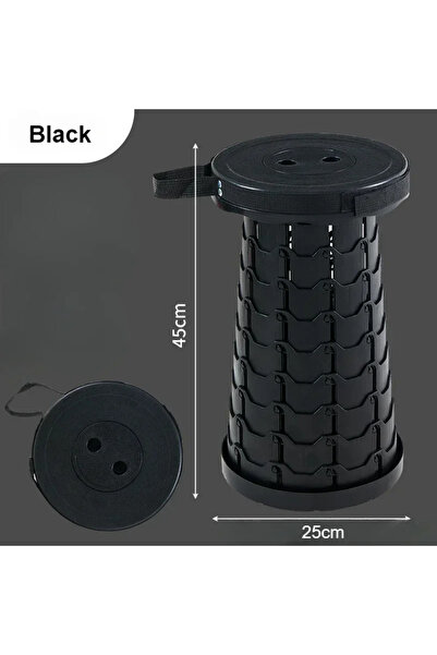 Choice1 Black Retractable Folding Stool Adjustable Height Portable Collapsibl...