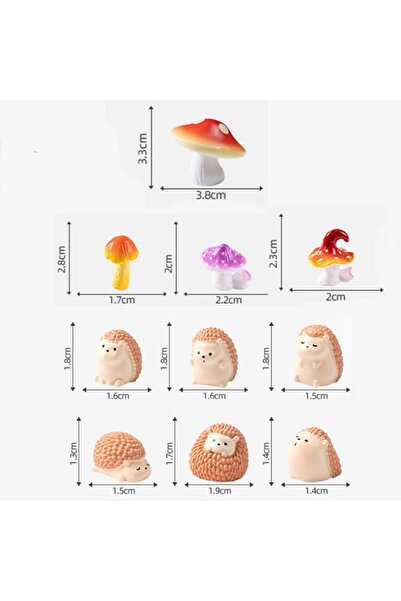 Choice Multi-Colored 10pc Cute Small Hedgehog Mushroom Animal Decoration Resi...