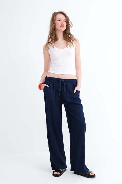 Addax Beli Lastikli Wide Leg Pantolon PN2622