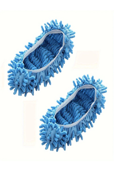 Choice 2pcs Blue 2Pcs Mop Slippers Soft Washable and Reusable Microfiber Foot...