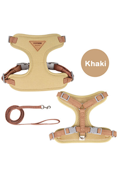 Choice9 S3.5-6.5Kg Dark Khaki Puppy Harness Leash Set Breathable Pet Harness ...