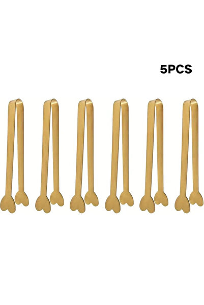 choice2 5pcs 1/5pcs Heart-Shaped Mini Tongs Stainless Steel for Sugar/Ice Cub...