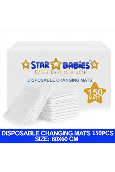 STAR BABiES حصائر تغيير الحفاضات للاستخدام مرة واحدة 60×60 سم - عبوة من 150 ق...