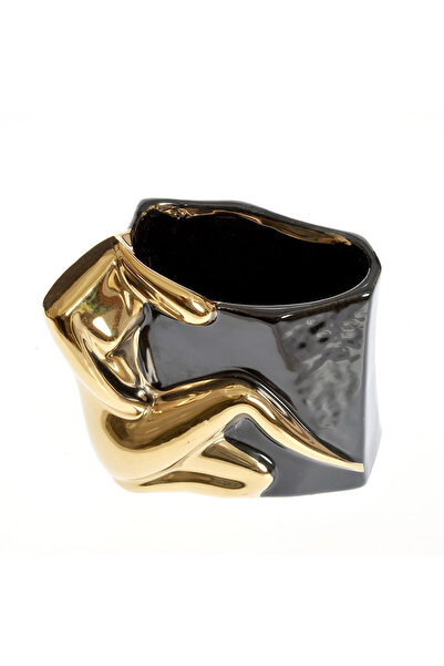 meli melo Vaza neagra ceramica silueta 12 cm