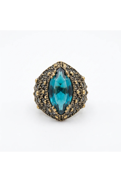 Dorvina Bronze Vintage Women's Ring Jewelry Authentic Copper Jewelry Blue Cry...