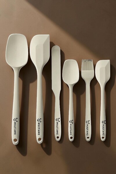 Multiamo Set of 6 Fireproof Non-Stick Silicone Egg Brush Spoon Knife Pie Spat...
