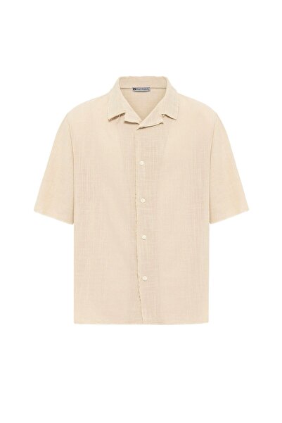 S13 Store Seamless short sleeve pocketless oversize linen shirt