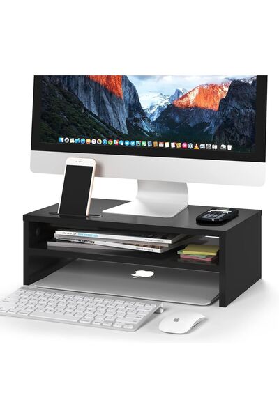 Dotail BONTEC Wooden Monitor Stand, 2-Tier, Desk Organizer, Phone Holder, Cab...