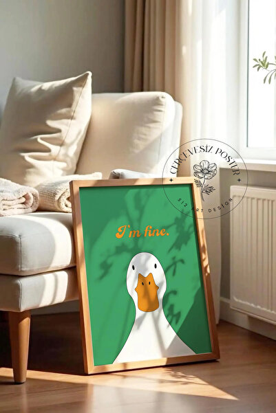 512 STORE Estetik Animals I'm Fine Kuşe Kağıt Çerçevesiz Duvar Dekor Ev Ofis ...